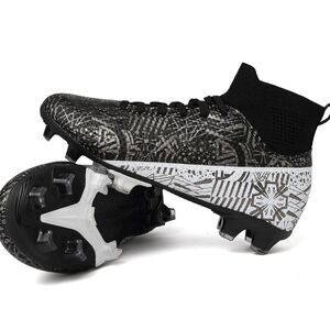 Black and White Kids Soccer Cleats